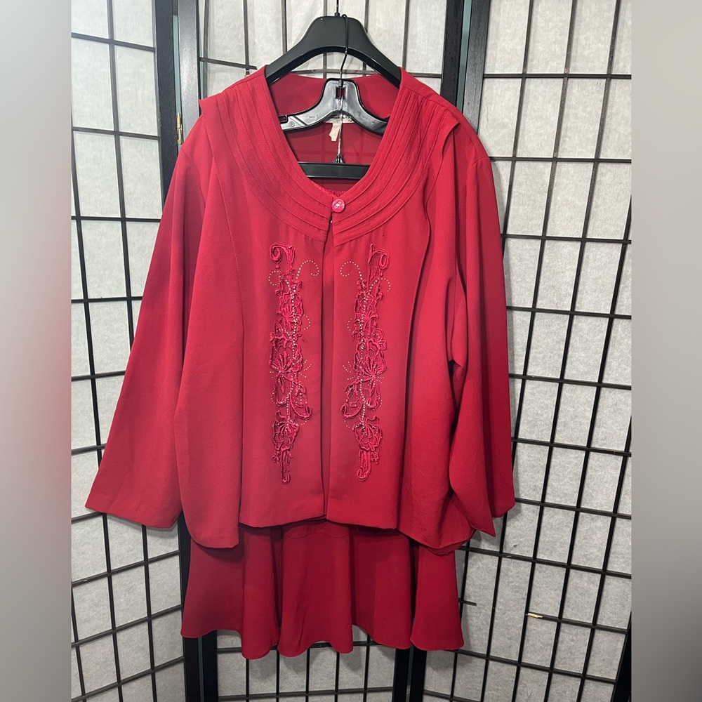 Vintage Hosanna Design 3 Piece Red Skirt Suit Set Sz 6X